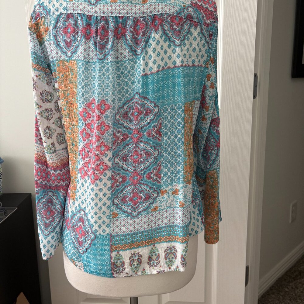 Pastel Patchwork Design Top PL Ruby Rd petite - Picture 2 of 5